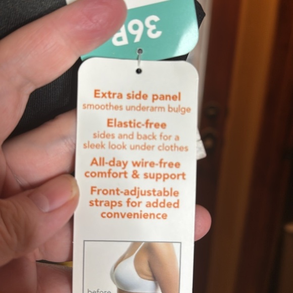 NWT Warner's Simply Perfect Underarm Smoothing Seamless Wireless Bra Black 36B - Picture 7 of 10